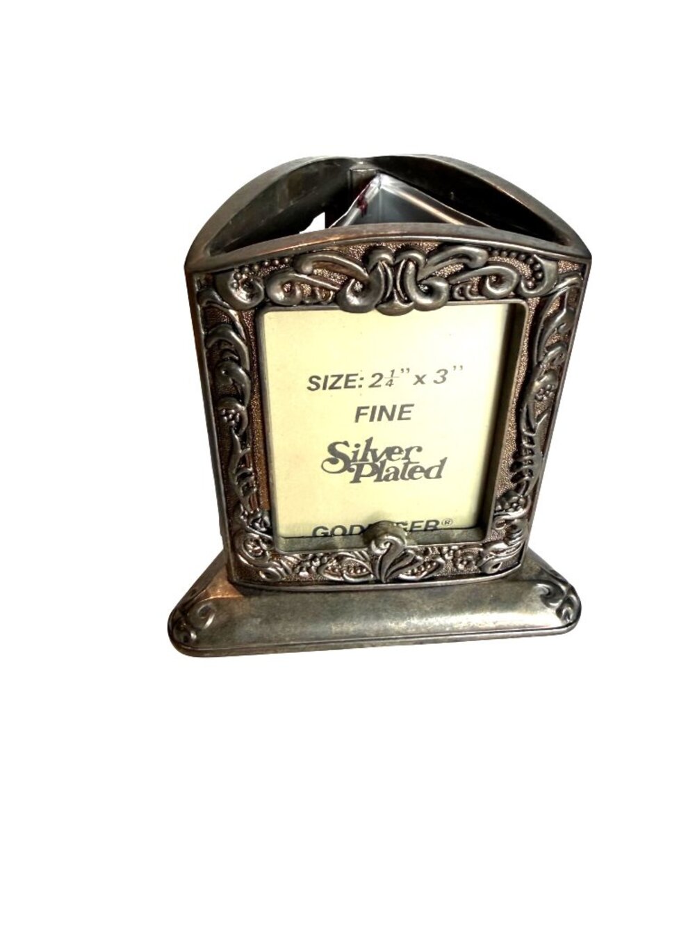 Godinger Fine Silver Plated Triangular Picture Frame 2.25x3" Tabletop Ornate